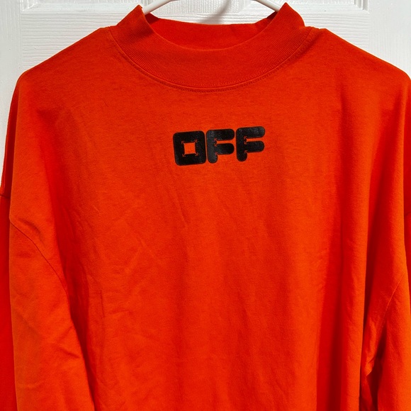 OFF-WHITE  Logo Print Long-Leeve T-Shirt in Orange - Picture 5 of 8